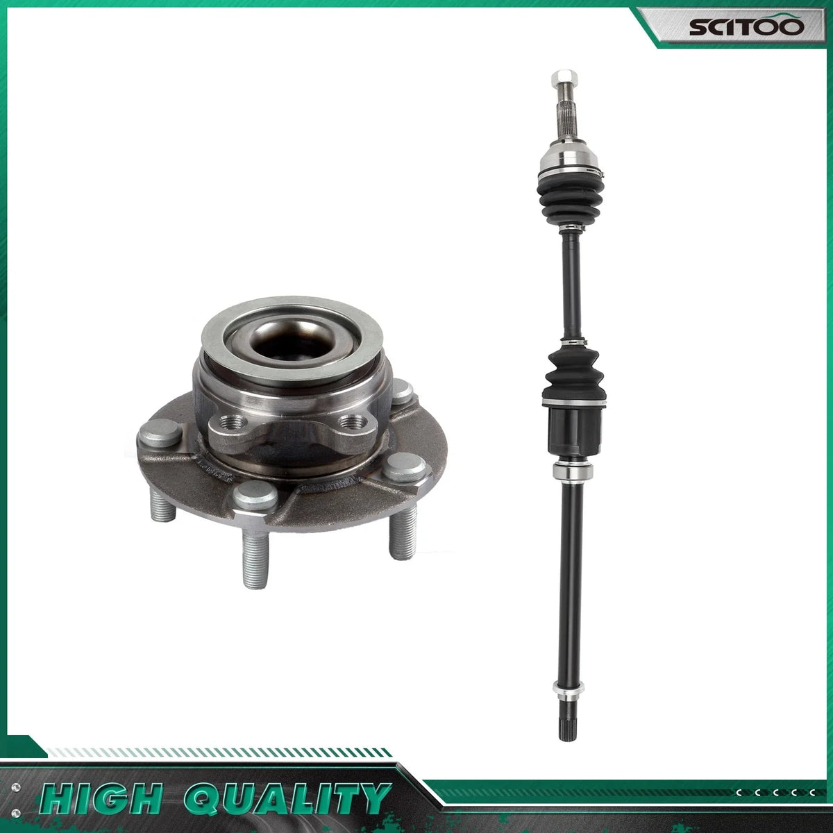AWD Front RH CV Axle Shaft + Wheel Hub Bearing for Nissan Rogue (2008–2013)