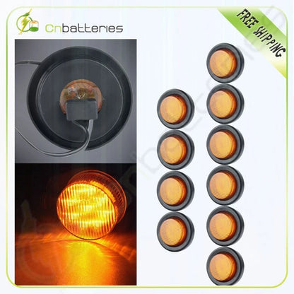 10X 2'' Round Amber Side Marker Light for Trailer Clearance with Grommet