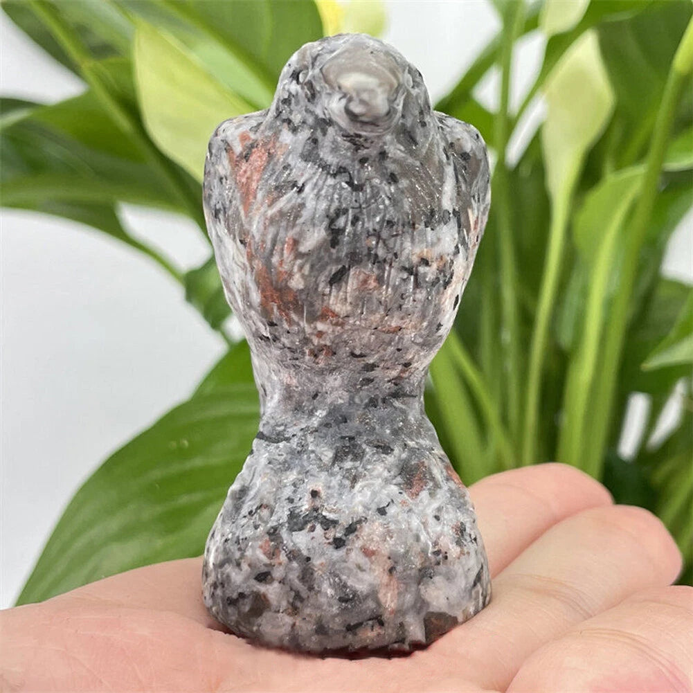2.4" Natural Yooperlite Crow Skull Quartz Crystal Hand Carved Reiki Healing
