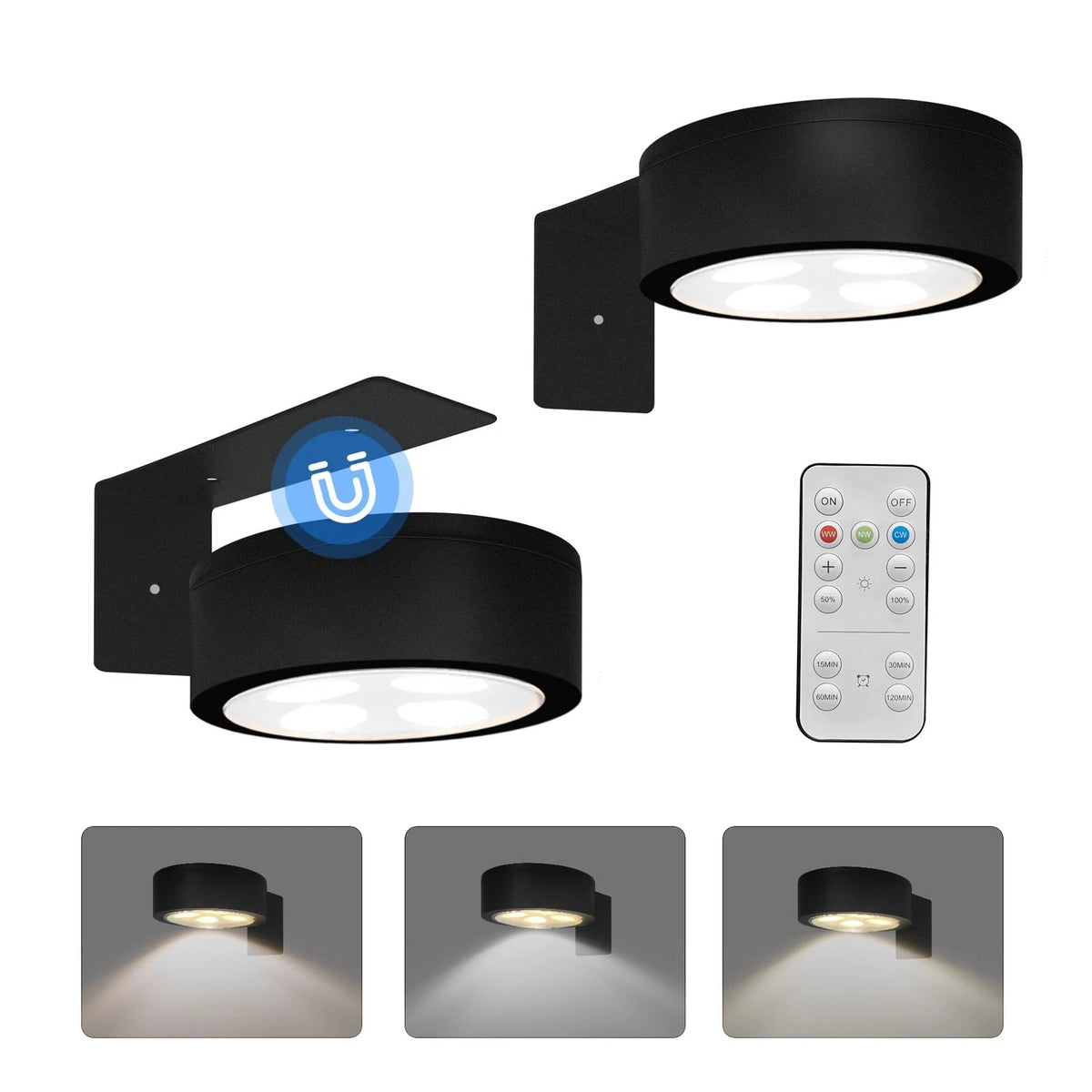 2-Pack Picture Light for Paintings Battery Operated, Black