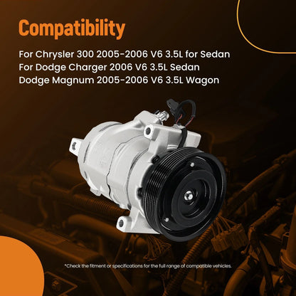 A/C Compressor for Dodge Charger, Magnum, Chrysler 300 (3.5L) (2005–2010) 55111035AB CO30003C