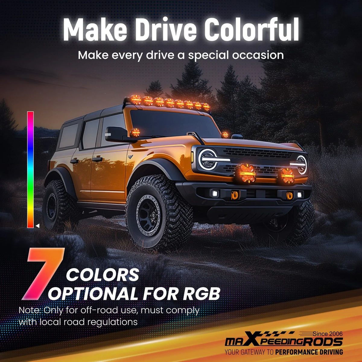 3.5" LED Pod Lights 160W Spot Beam RGB DRL for Off Road Vehicles