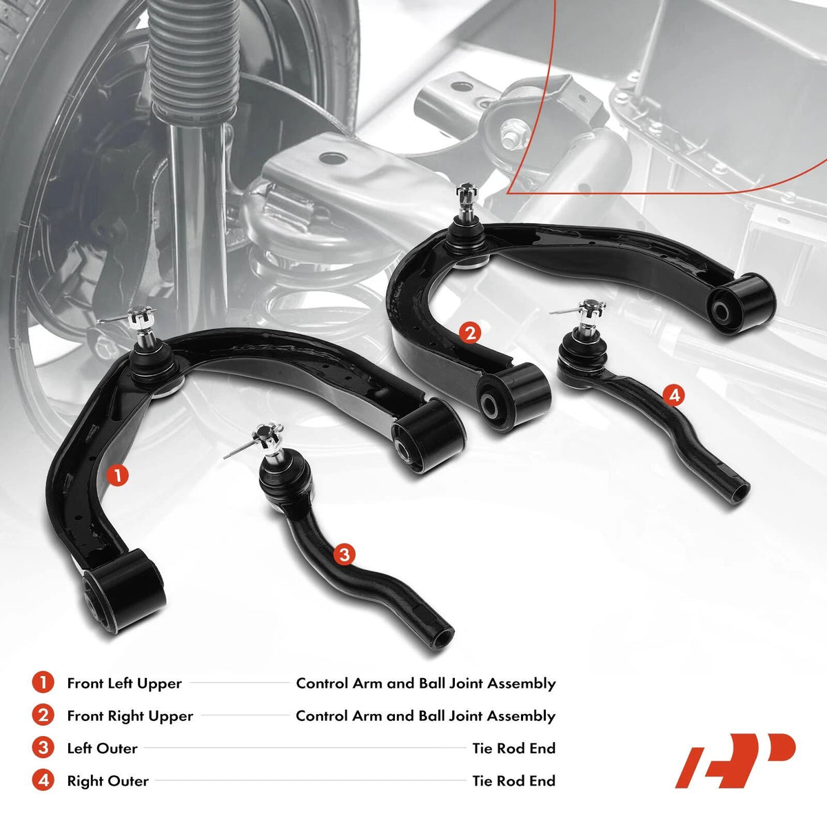 Set of 4 Front Upper Control Arms w/ Ball Joints for Nissan Infiniti (54525-7S000, 54525-ZQ00A)