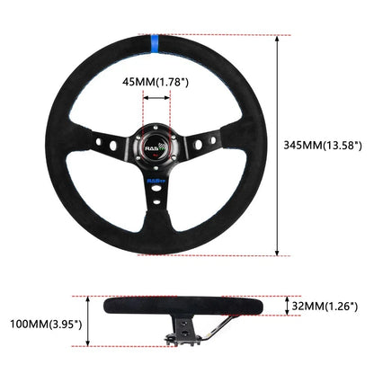 Suede Steering Wheel + Short Hub Adapter + Quick Release for Honda Civic EK (1996–2000)