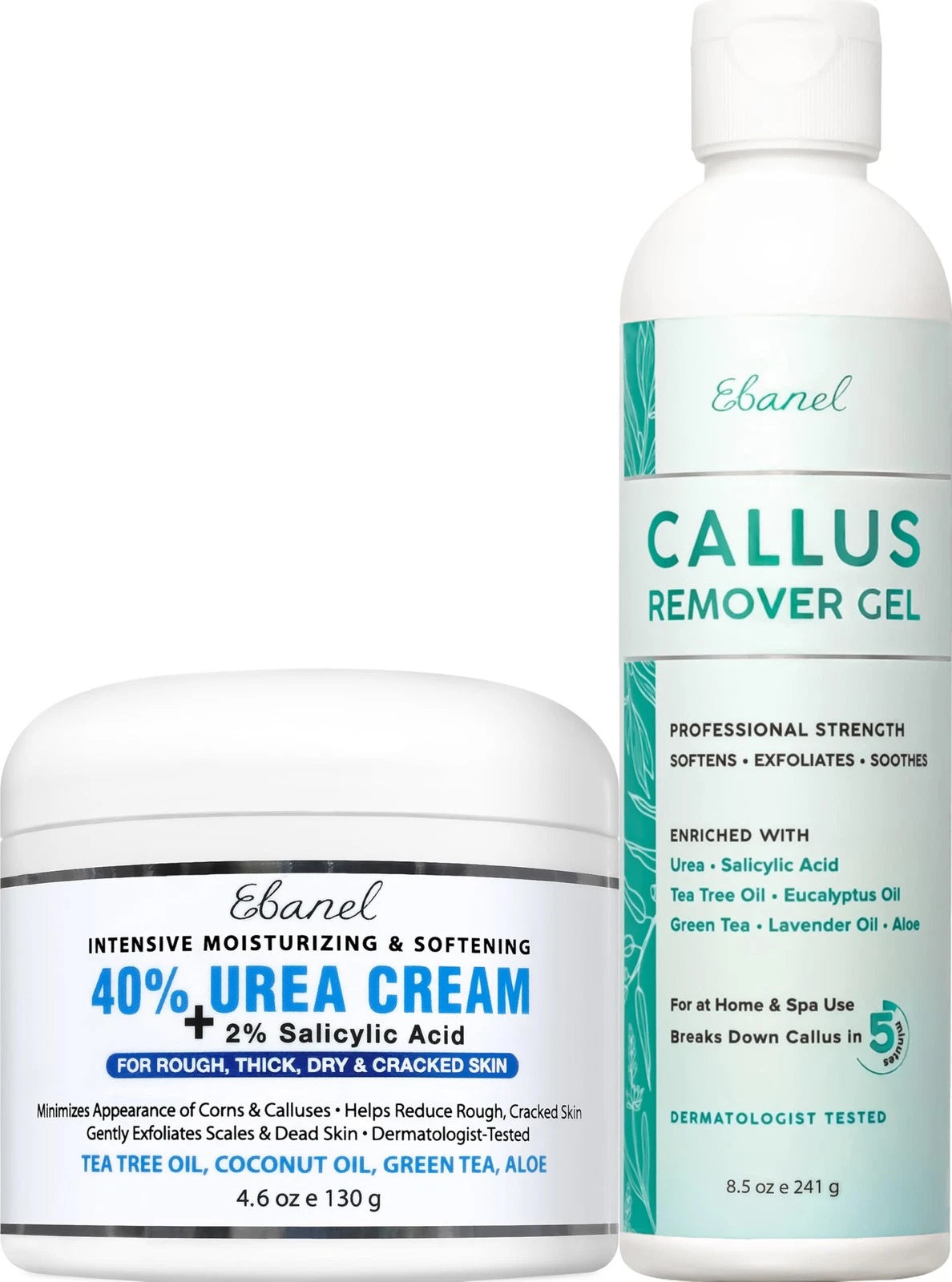 Set of 2 Salon Grade Callus Removers for Feet with 40% Urea Cream
