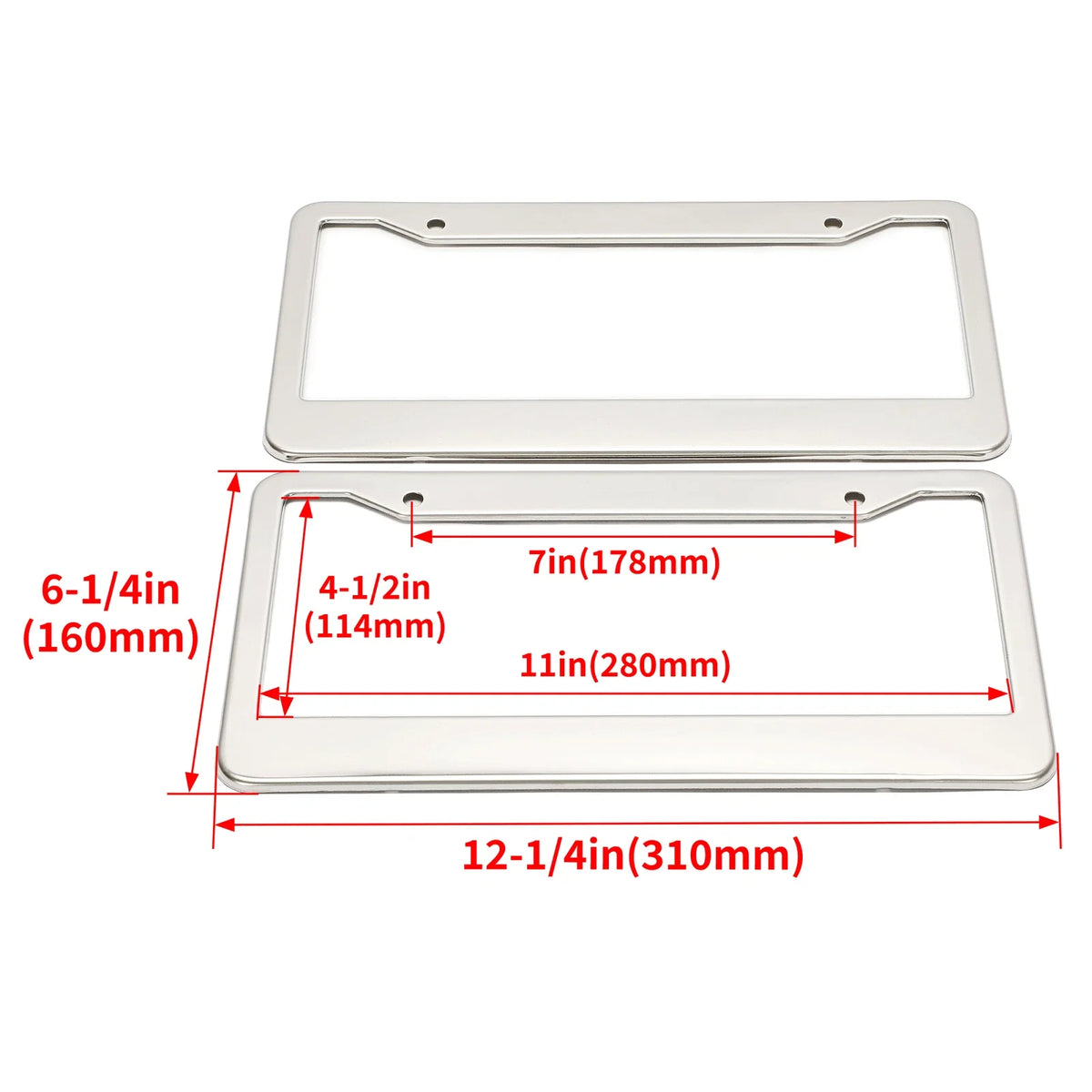 2X Chrome Stainless Steel License Plate Frame Tag Cover with Screws