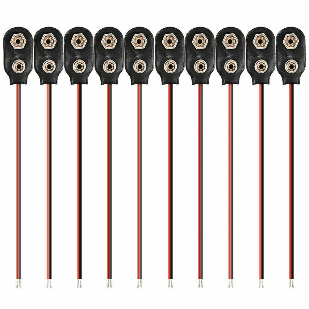 Pack of 10 9V Battery Connector Snap Clip Wire Lead Holder T Type