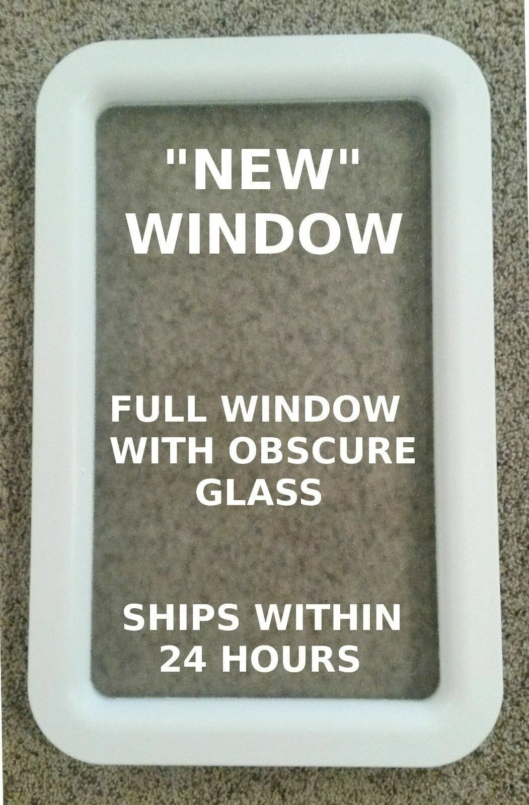 RV Entry Door Window - White Obscure Glass for Camper Travel Trailer (BiasWWOBSC)