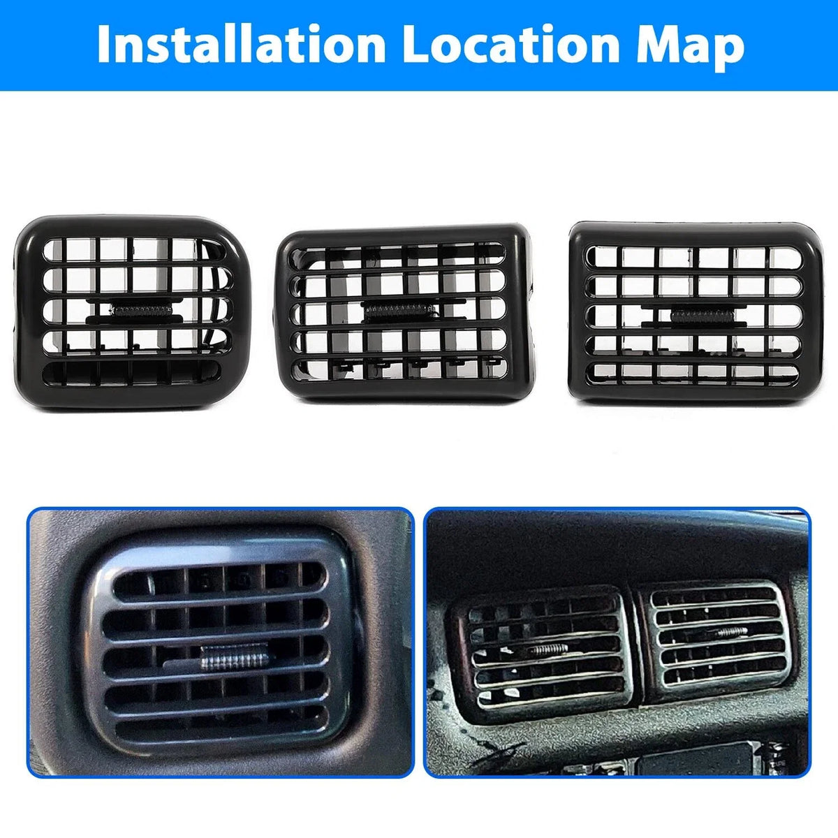3PC A/C Air Heater Dash Bezel Vents for Dodge Ram 1500 2500 3500 (1998–2002)