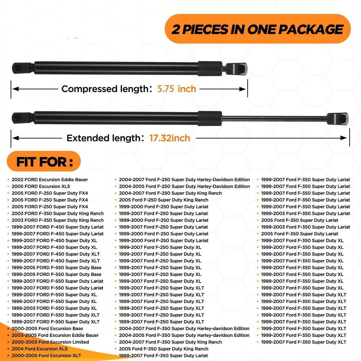 Set of 2 Hood Lift Supports for Ford F-250 Super Duty (1999–2007)