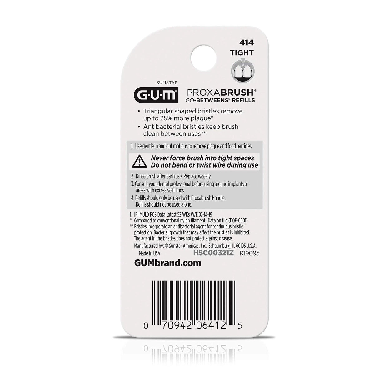 8X GUM Proxabrush Go-Betweens Refills Tight for Dental Care (Pack of 3)