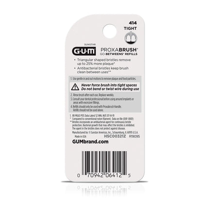 8X GUM Proxabrush Go-Betweens Refills Tight for Dental Care (Pack of 3)