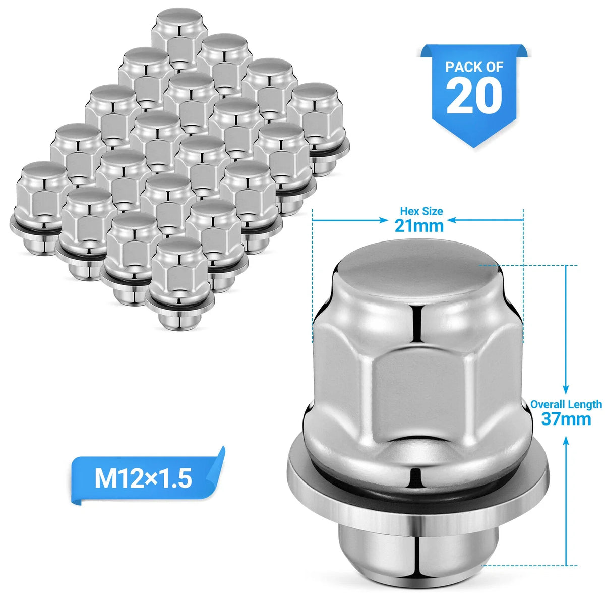 Set of 20 Chrome Lug Nuts for Tacoma 4Runner FJ Cruiser Lexus