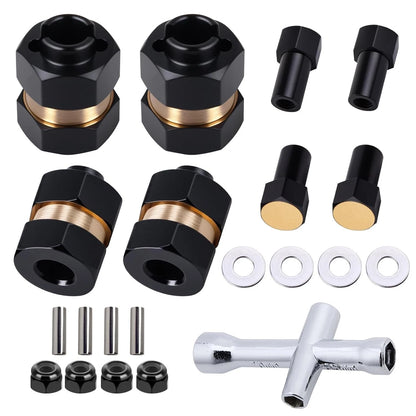 Set of 4 Brass Extended Wheel Hubs 7mm Hex Spacers for Axial SCX24