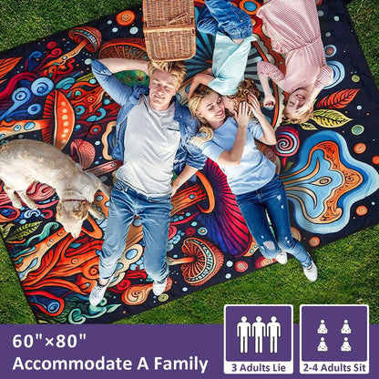 Waterproof Foldable Picnic Blanket 80"x60" for Outdoor Use