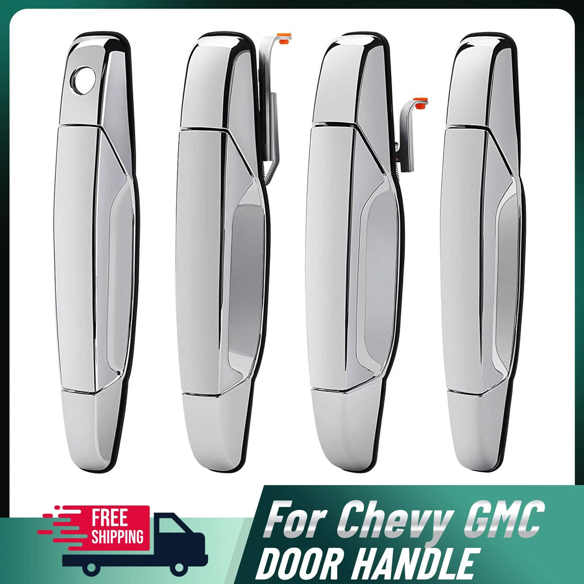 4PCS Black Exterior Door Handle Front & Rear for Chevrolet Silverado 1500 / GMC Sierra (2014–2018)