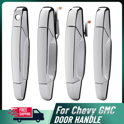 4PCS Black Exterior Door Handle Front & Rear for Chevrolet Silverado 1500 / GMC Sierra (2014–2018)