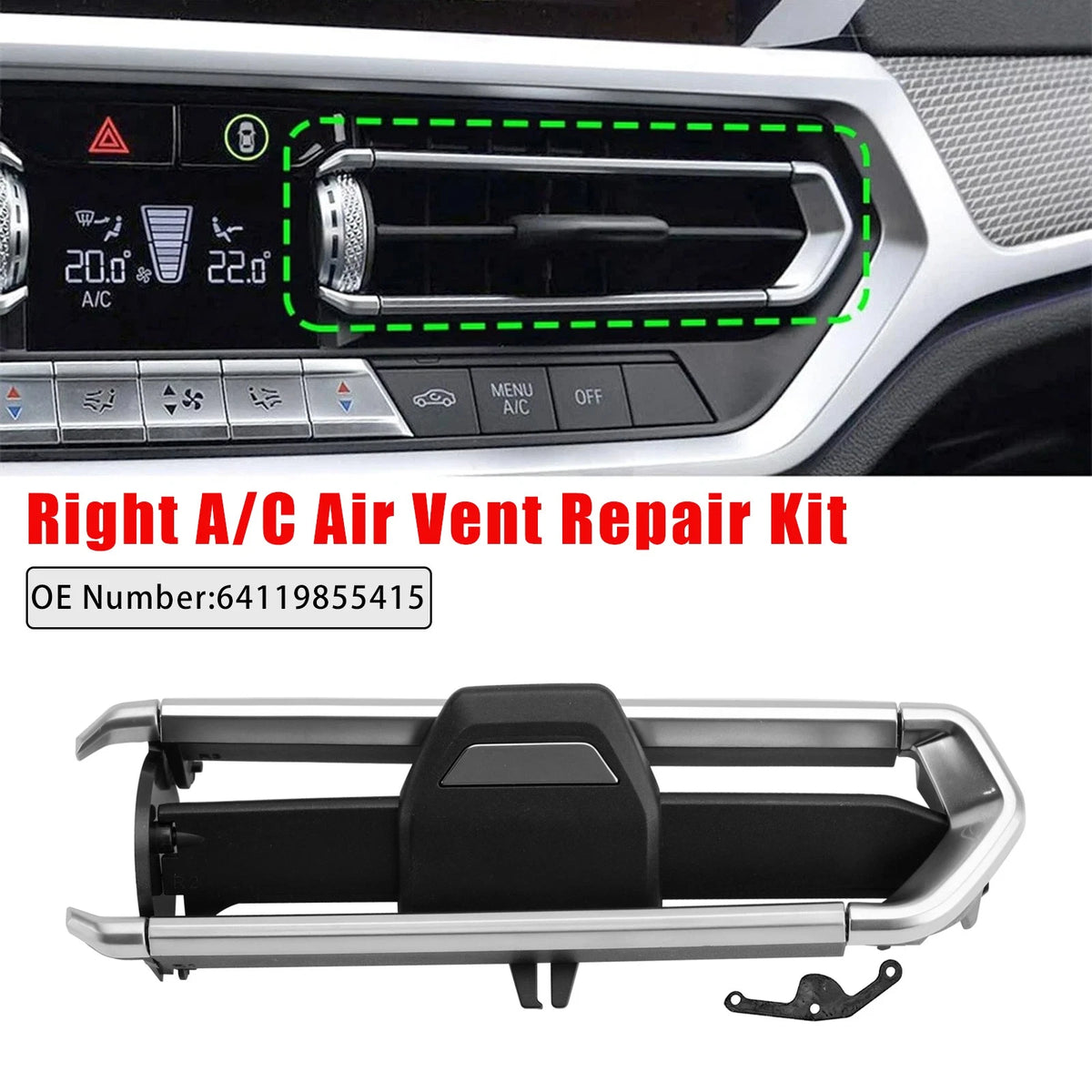 Right A/C Air Vent Repair Kit 64119855415 for BMW X5 G05 X7 G07 (2019–2021)