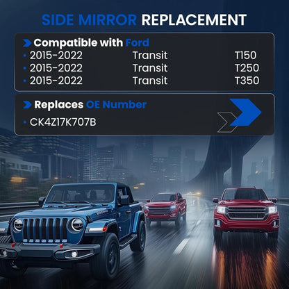 Heated Left Upper Convex Mirror Glass for Ford Transit T150 T250 T350 (2015–2023)