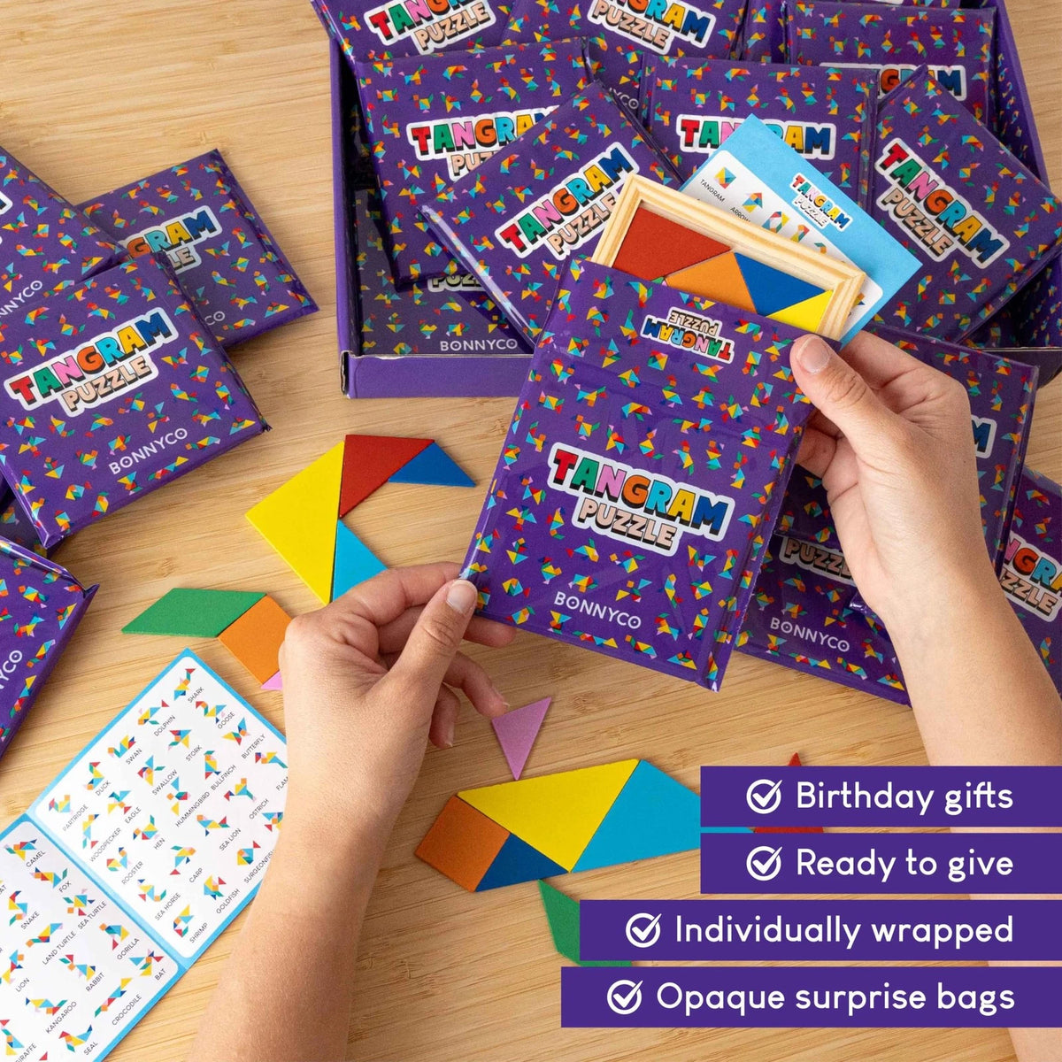 30 Pack Tangram Puzzle for Kids Party Favors