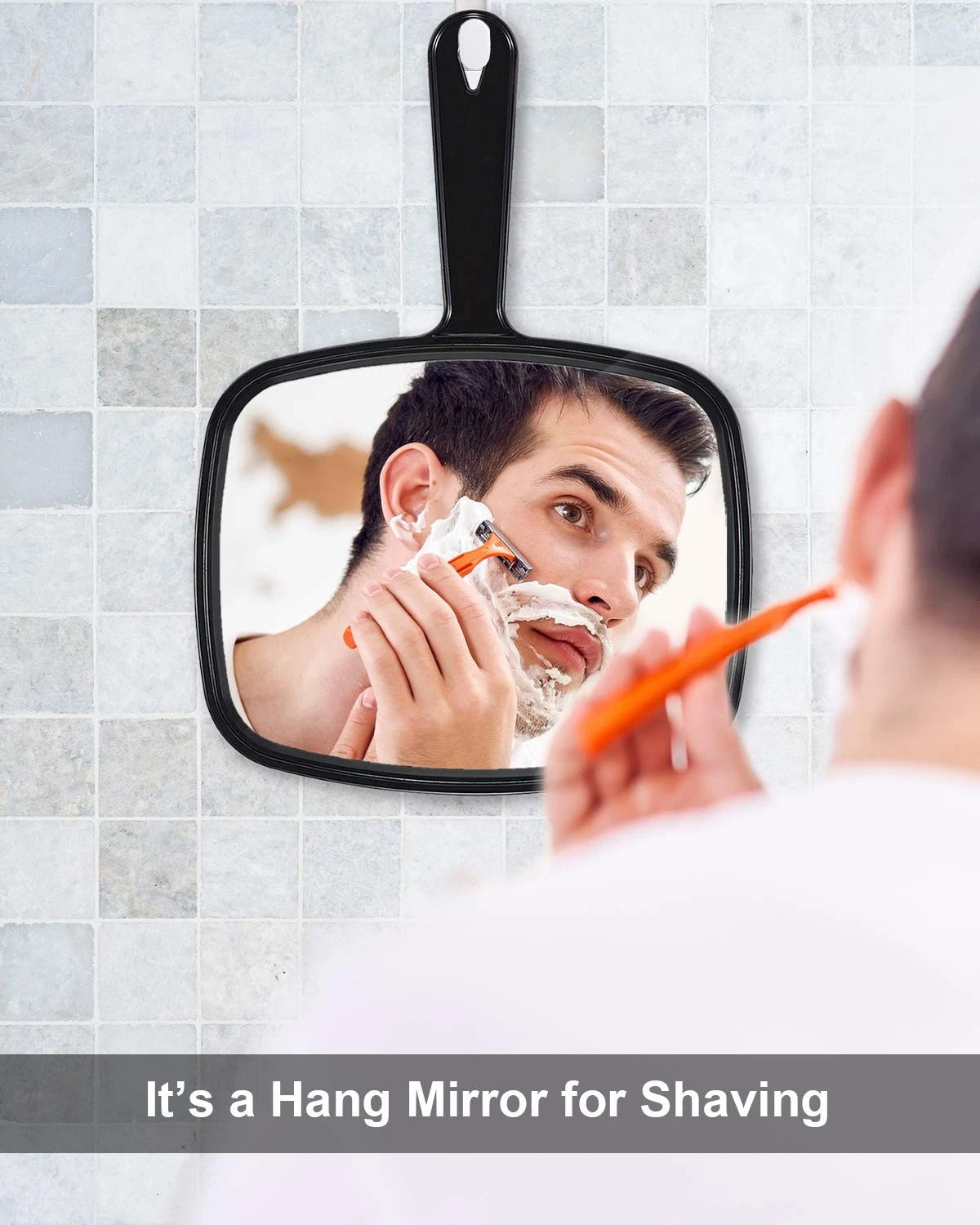 Large Hand Mirror for Salon Barber Hairdressing (10.3"L x 7.4"W)