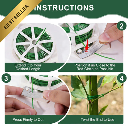 Green Twist Ties with Cutter for Gardening (262ft)