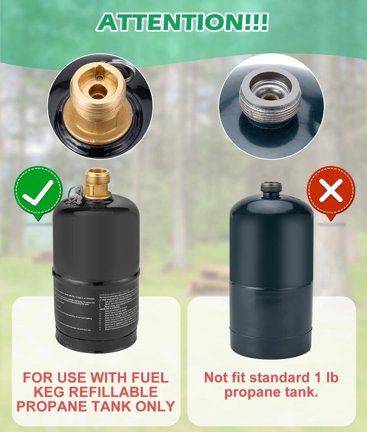 Propane Refill Adapter with Gauge for 1lb Fuel Keg Tanks