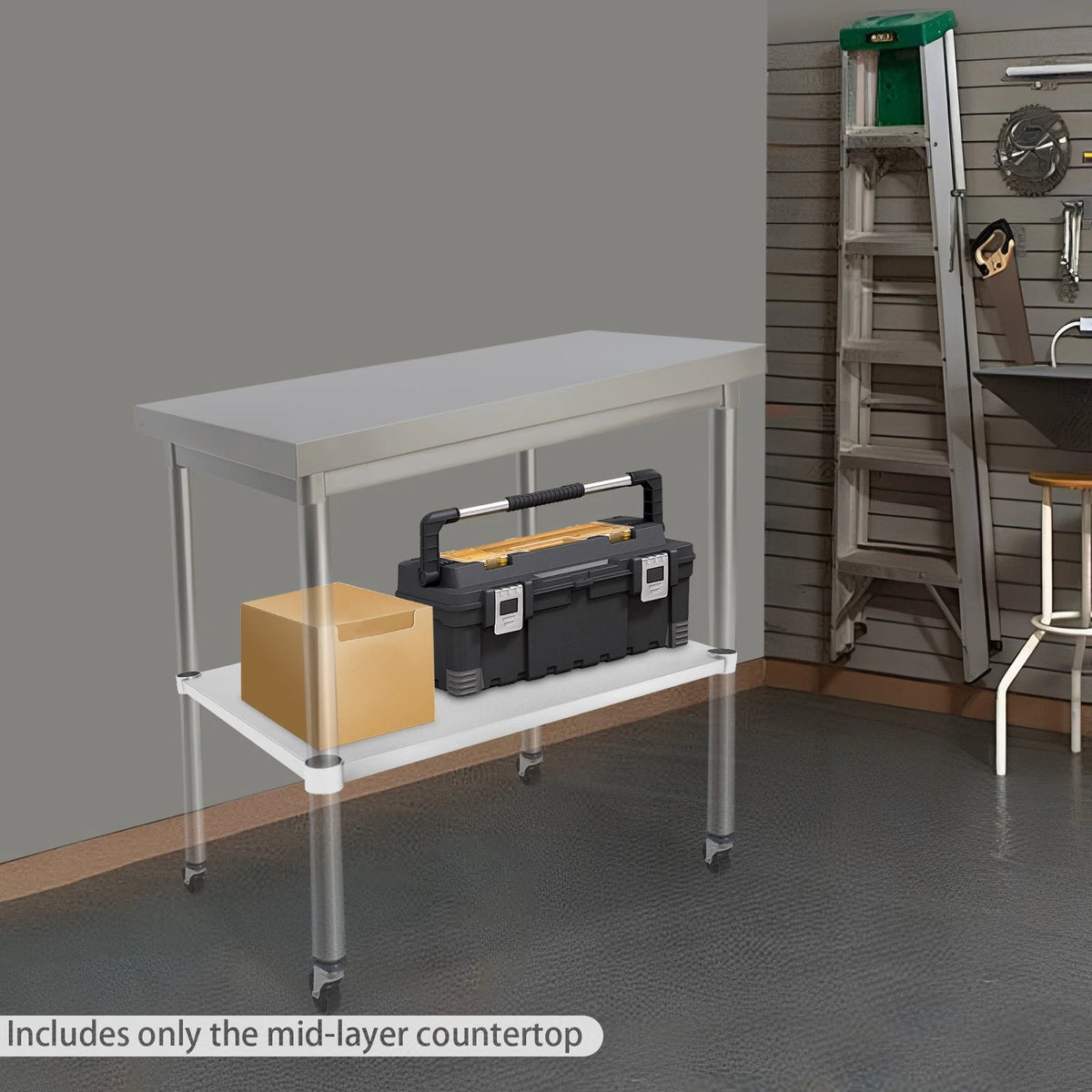 Adjustable Stainless Steel Under Shelf for DuraSteel Work Tables (27.95"×21.65")