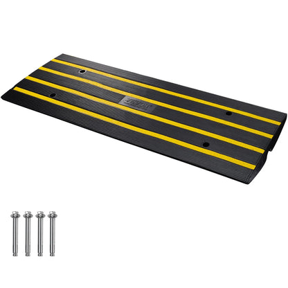2X Rubber Curb Ramps for Driveway (1-Channel) 2.6" Rise, Yellow/Black