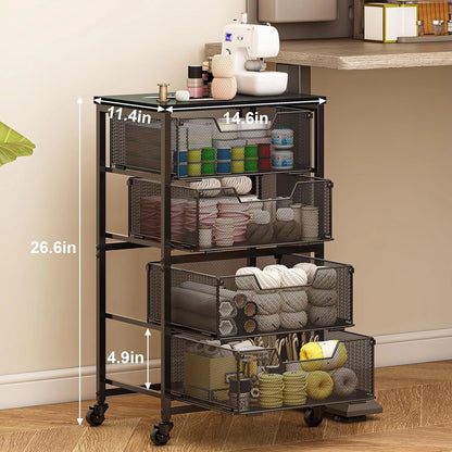 4-Drawer Rolling Storage Cart on Wheels for Universal Use