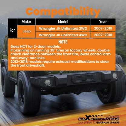 3.25" Lift Kit with Shocks for Jeep Wrangler JK 4-Door (2007–2018) - 6DTCZA