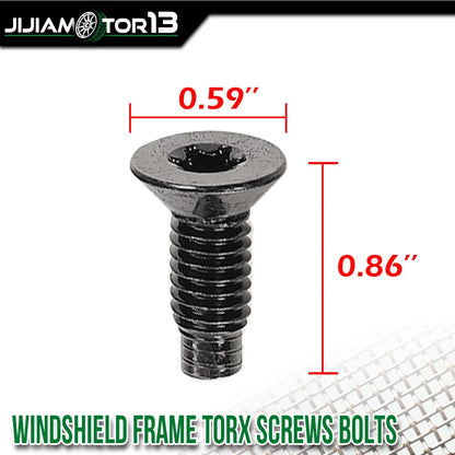 Set of 16 Windshield Frame Torx Screws for Jeep Wrangler (1976–2006) J-02SBC3951ABK, J4004956, 6035757K