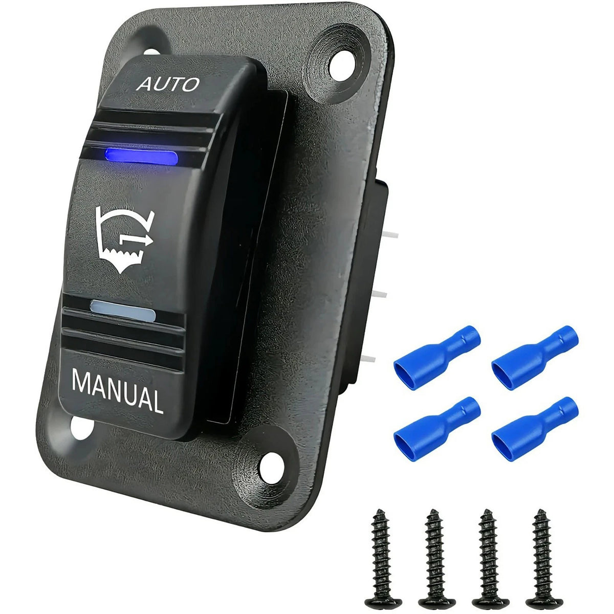 4-Pin 12V/24V SPDT 3-Way Bilge Pump Rocker Switch with Blue LED