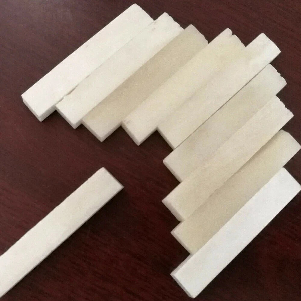10PCS Unbleached Bone Nut for Guitar Bass Ukulele (52x10x6mm)