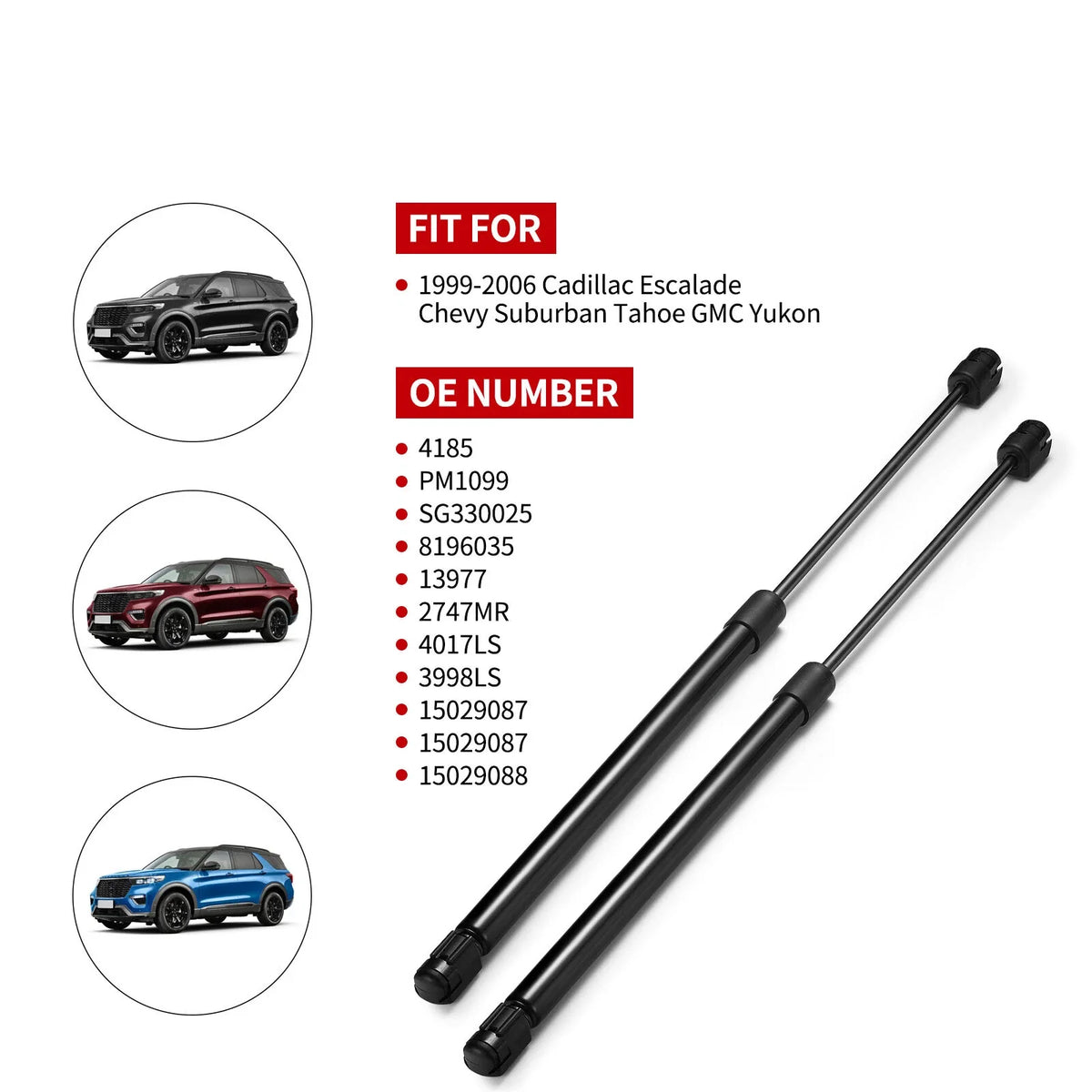 Rear Back Window Glass Lift Supports for Chevy Silverado (2019–2024)