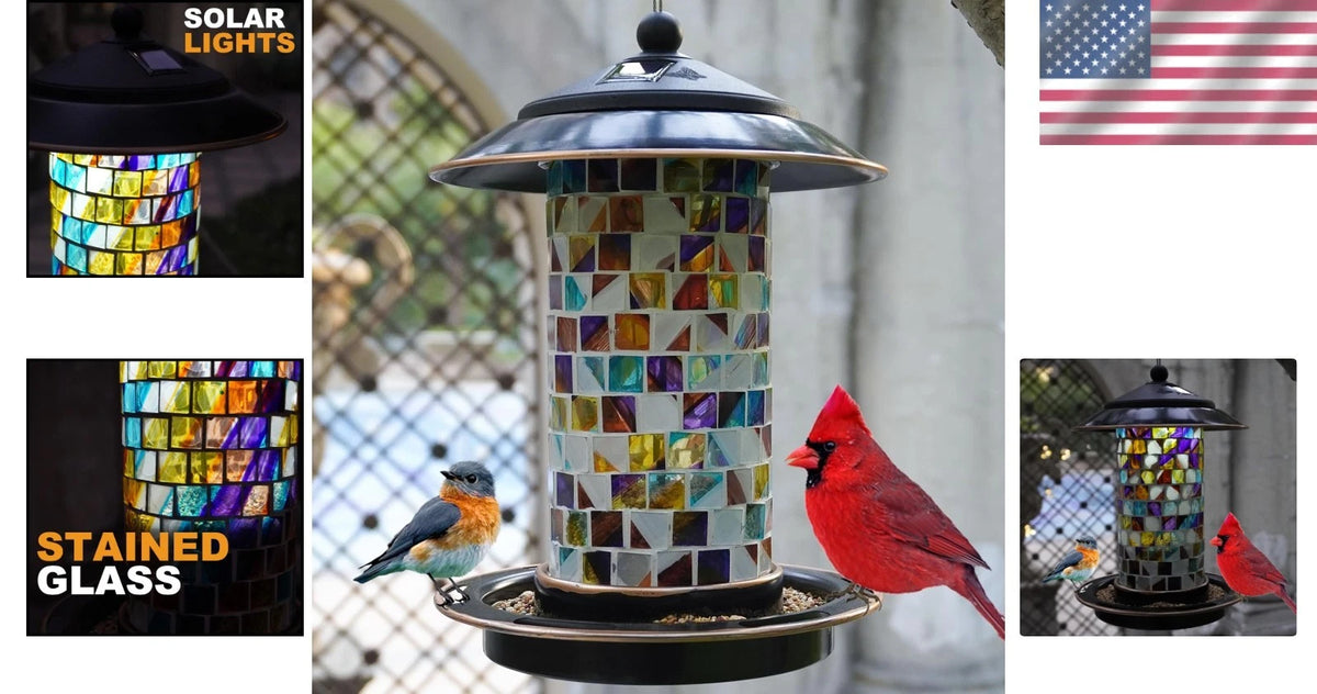 Rain-Proof Solar Bird Feeder with Easy-Refill Top