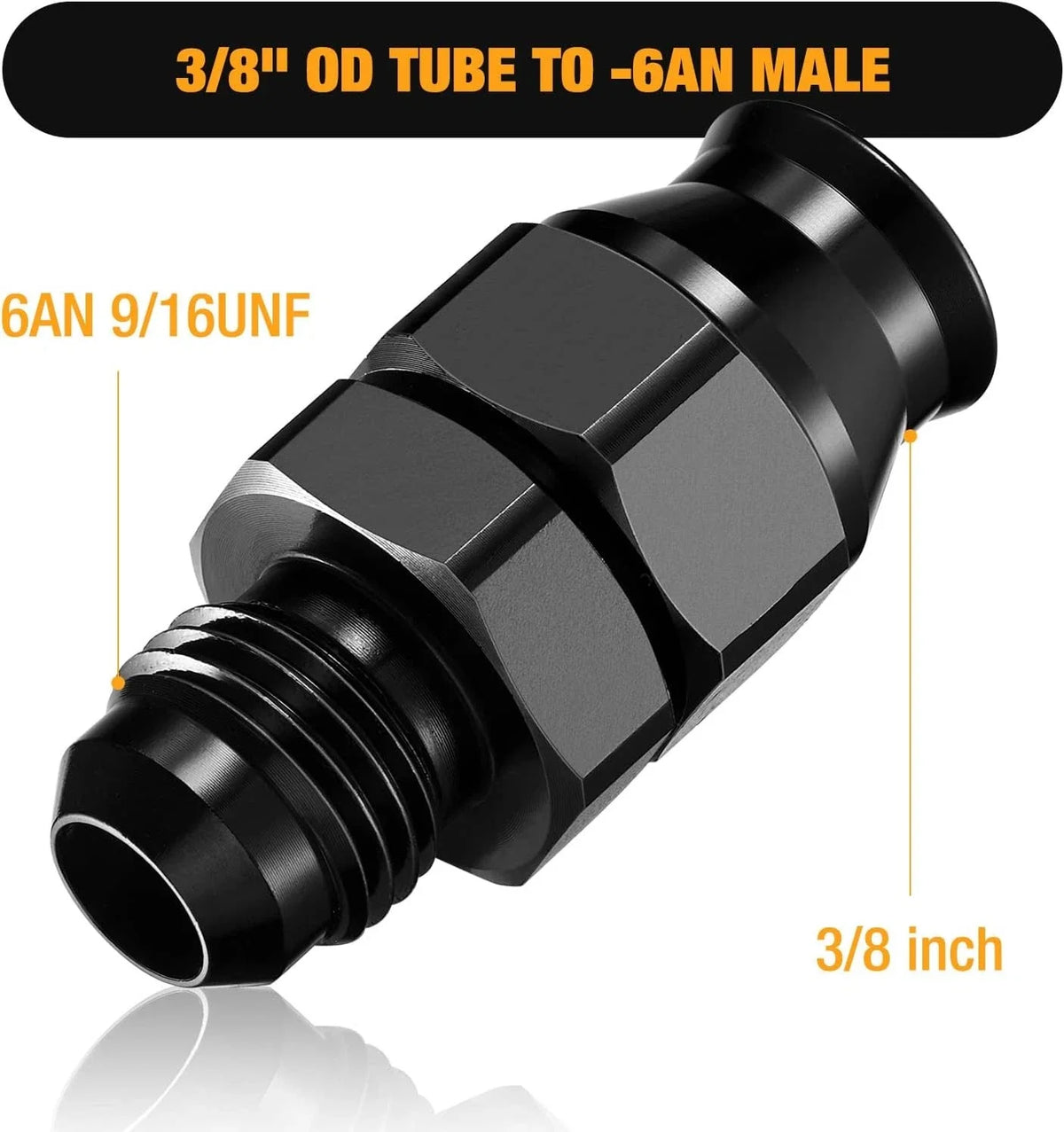 6AN Male to 3/8" Hardline Fitting Aluminum for Automotive