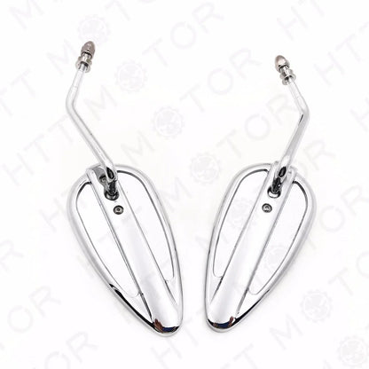 Pair Chrome Teardrop Racing Mirrors for Harley Street Glide, Road Glide (2014–2023)