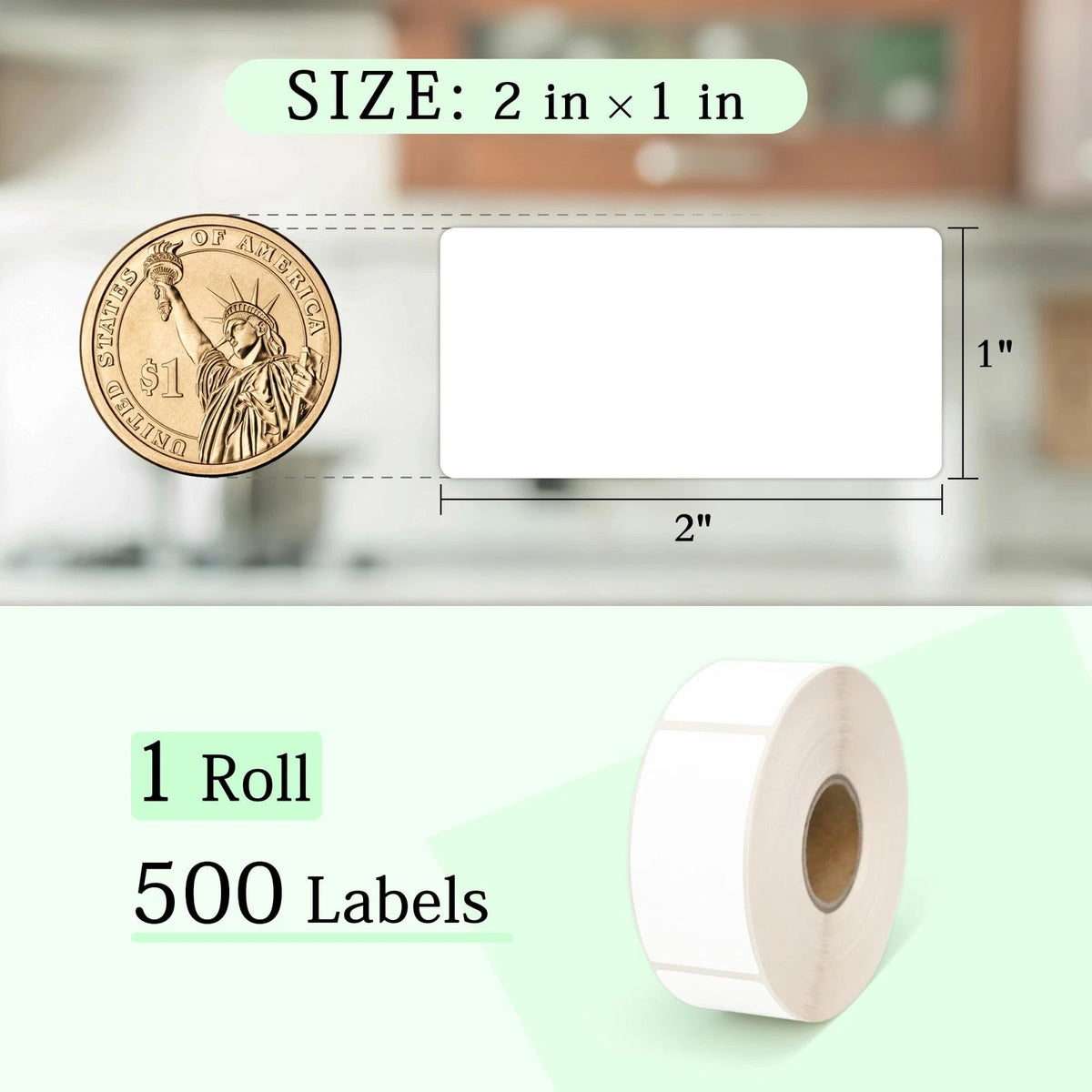 500 Dissolvable Food Labels 1 x 2 Inch Roll