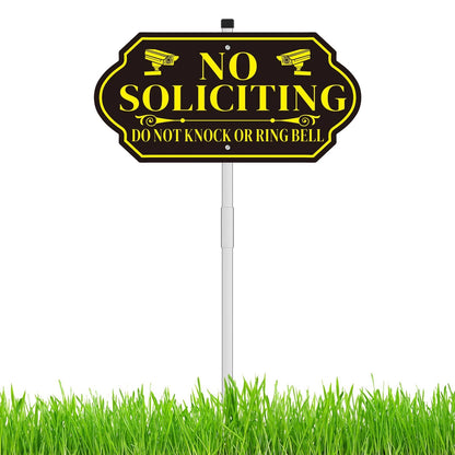 No Soliciting Sign with Stake for House (14x7 inches)