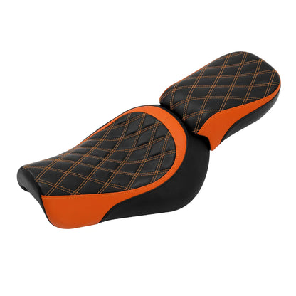 Driver & Passenger Seats for Harley Sportster Iron 883 (2016–2022) Black/Orange