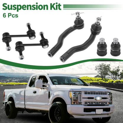 6 Pcs Front Suspension Kit Tie Rod Ends Sway Bar Link for Ford Edge (2007–2014)