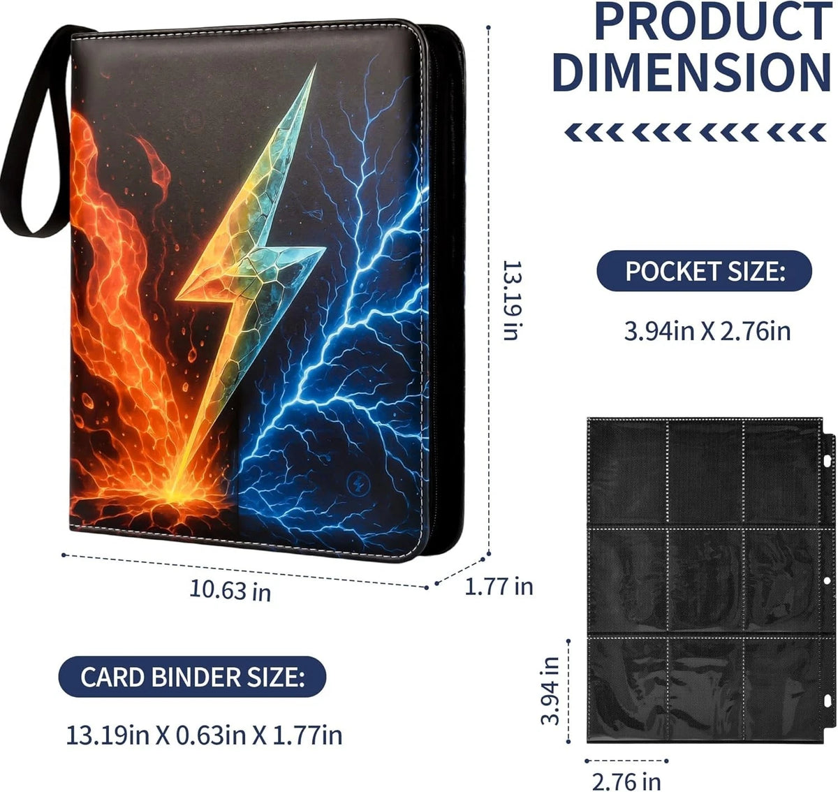 9 Pocket Trading Card Binder with 50 Removable Sleeves