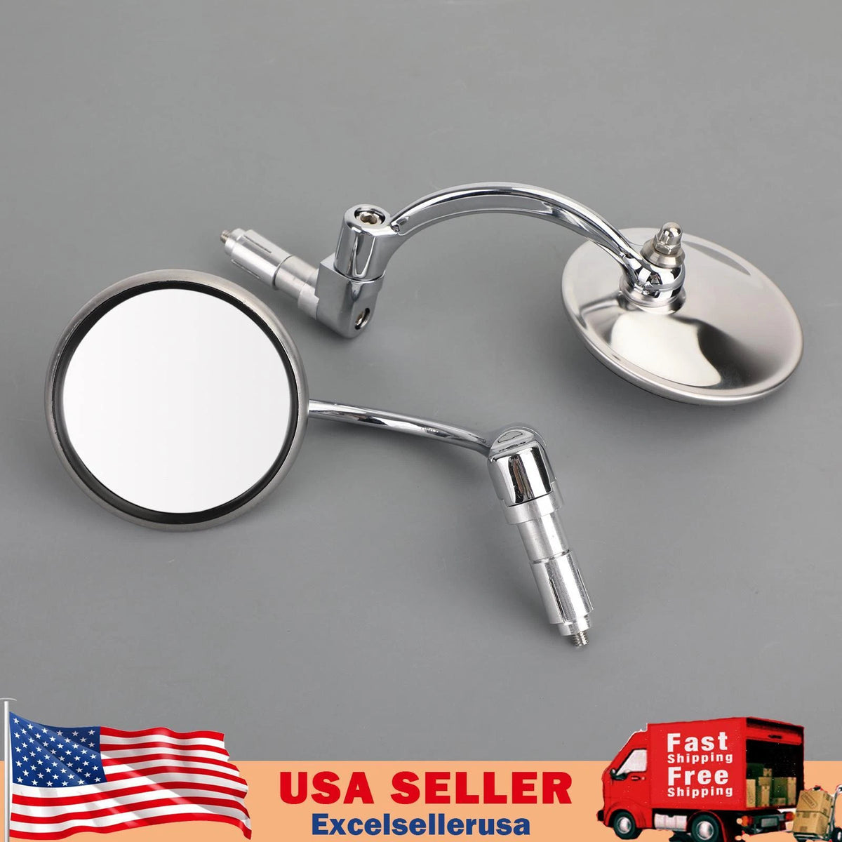 Chrome Handlebar End Mirrors for Motorcycle Cafe Racer (M529-A154-CHR)