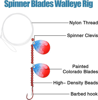 10-Piece Walleye Rig Kit with Hammered Blades for All Fish Species