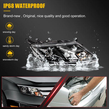Headlight Assembly for Ford Fusion (2010–2012) Black Housing Projector