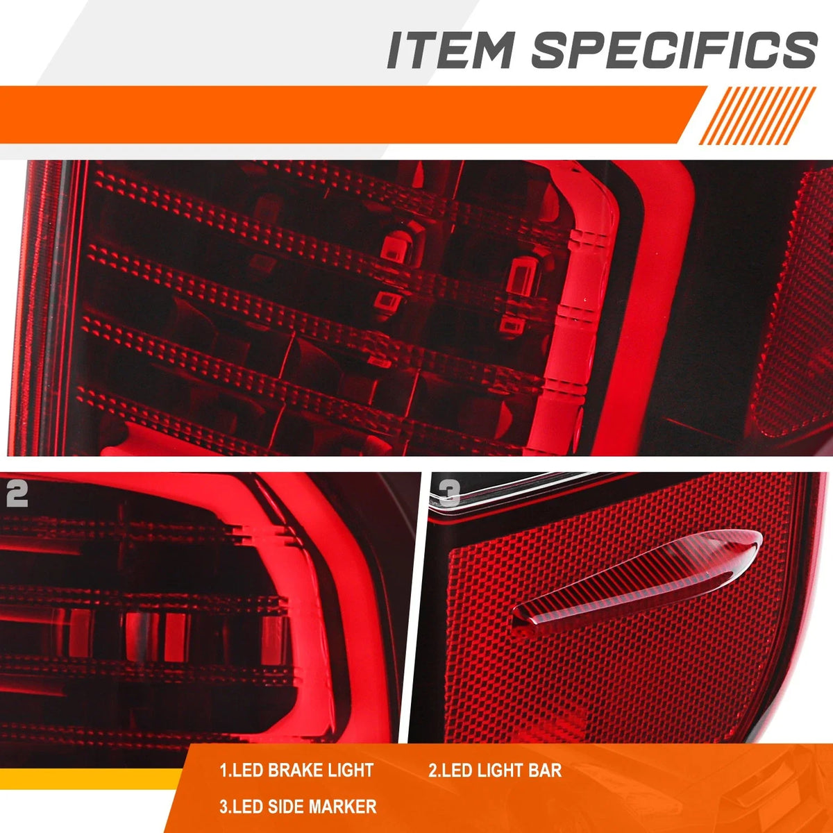 Set of 2 LED Tail Lights for Toyota Tundra (2014–2021) Black Housing Red Lens
