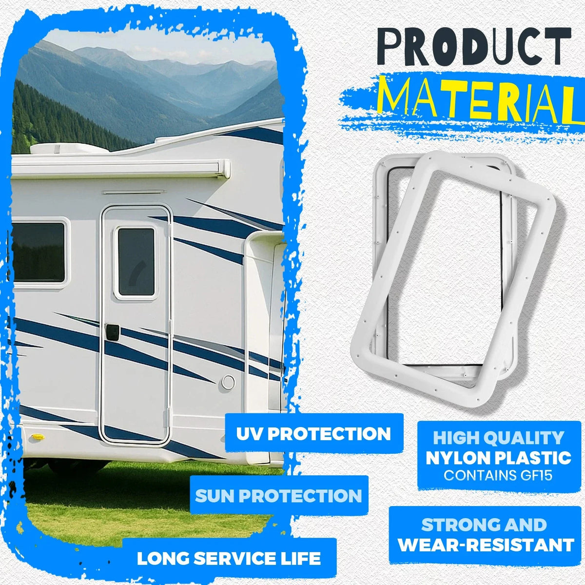 RV Entrance Door Window Frame for Camper Trailer (15.7" x 24.8")