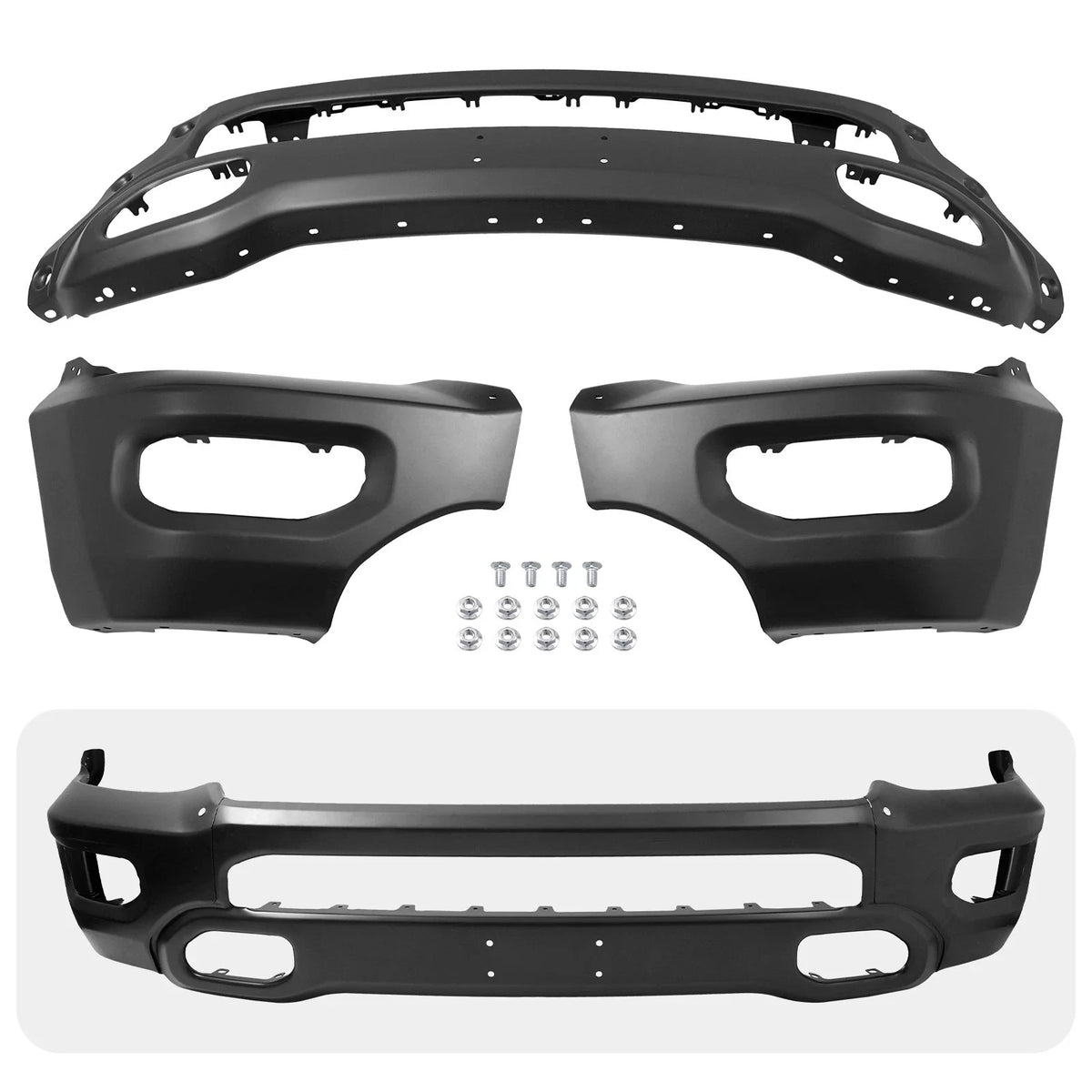 Front Bumper Face Bar for Ram 1500 (2019–2024) Black Steel Powder Coated