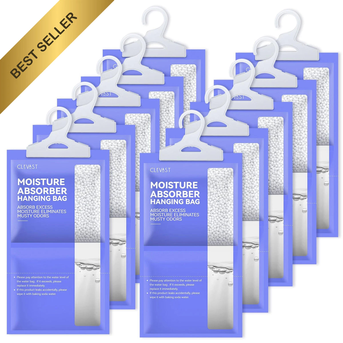 10 Pack Hanging Dehumidifier Bags for Wardrobe Moisture Absorption